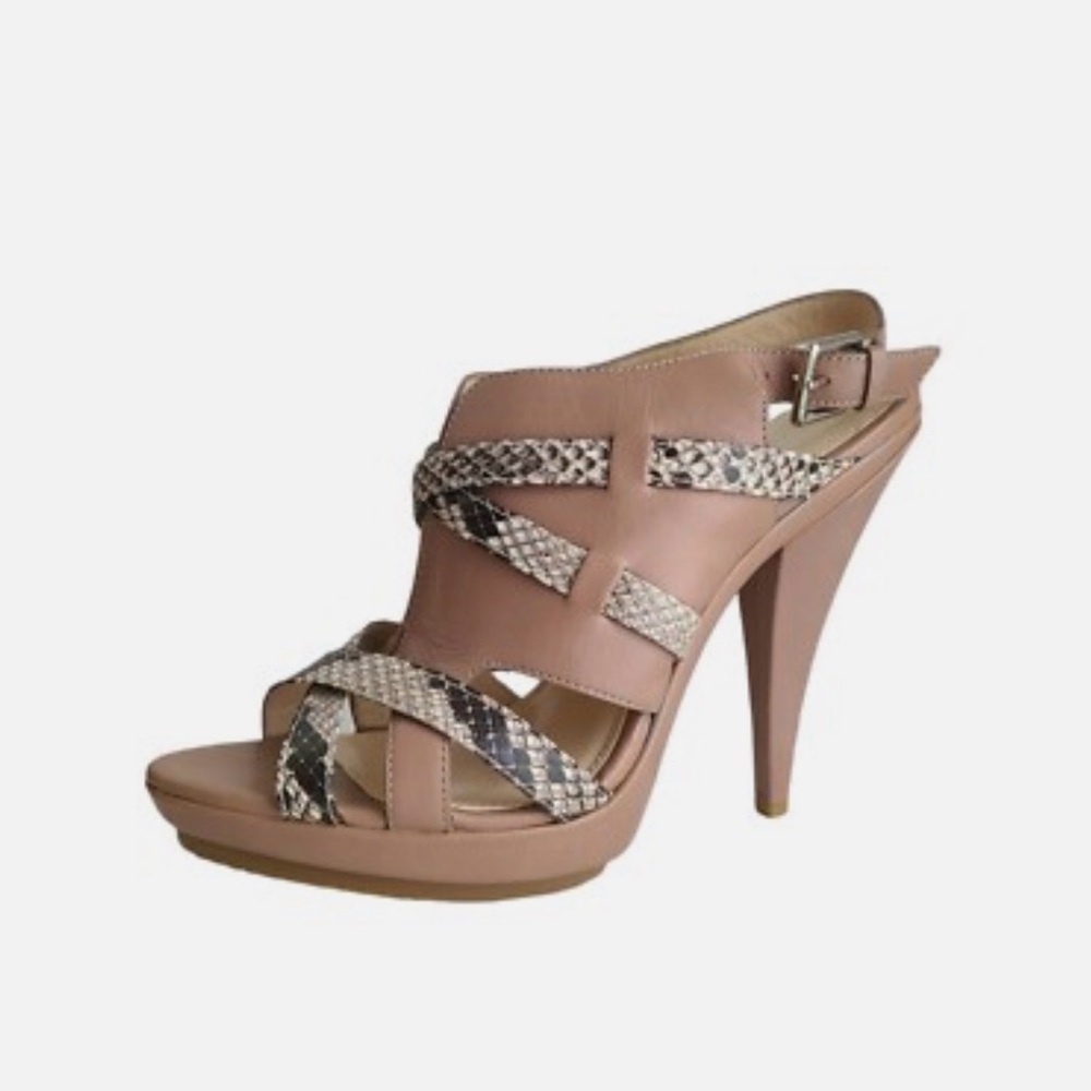 Calvin Klein GENE Taupe / Python Print Strappy Platform Slingback Sanda